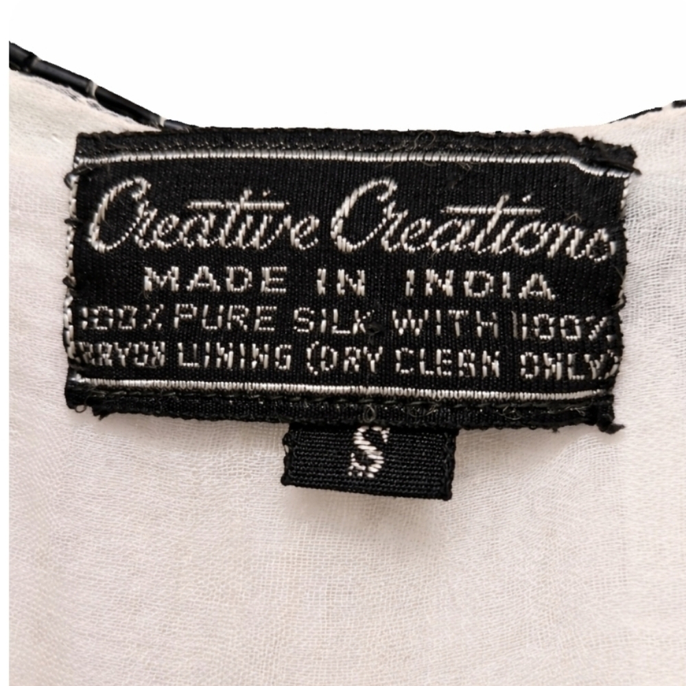 Creative Creations | Vintage Black White Silk Sequin Jacket - Picture 8 of 12